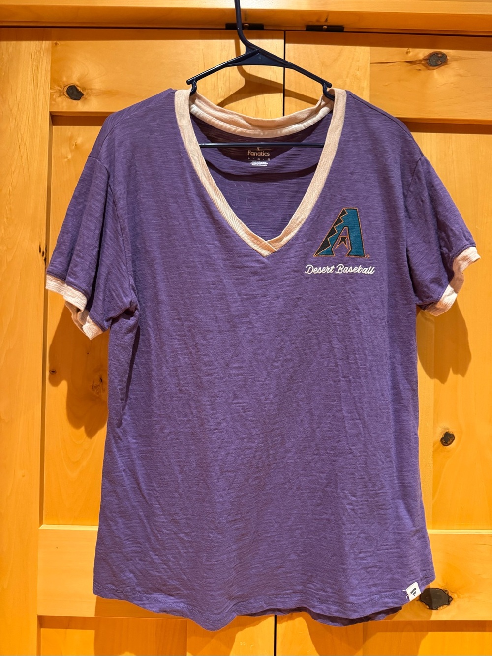 Fanatics Purple V-Neck Arizona Diamondbacks Desert Baseball Tee with Cream Trim